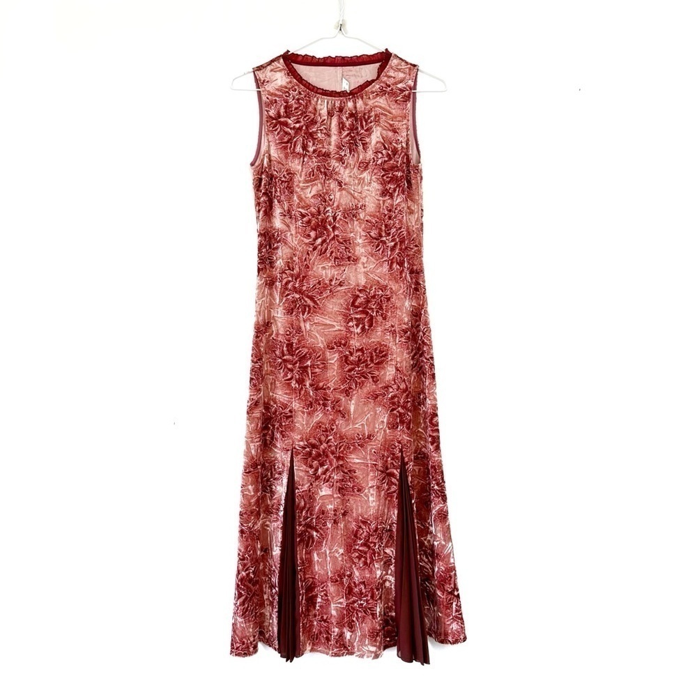 VTG Whimsigoth Fairy Wanko Velvet Floral Ruffle Collar Maxi Long Dress SMALL
